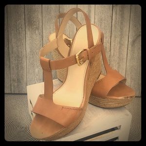 Marc Fisher Tan Platform Espadrille Wedge